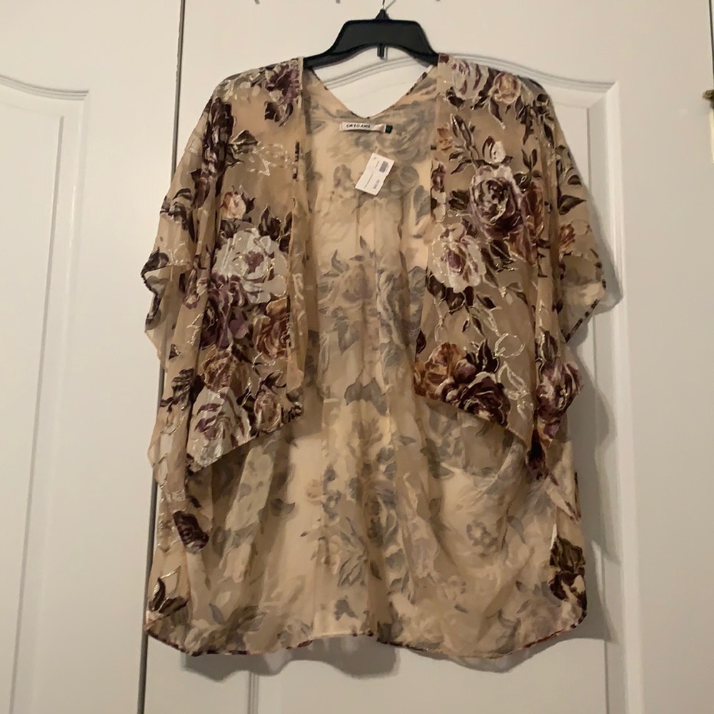Ladies one size floral velvet kimono by Origami